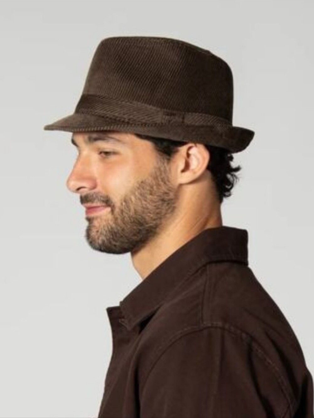 San Diego Hat Company Men's Cut And Sew Corduroy Fedora Hat. Brown. One size.
